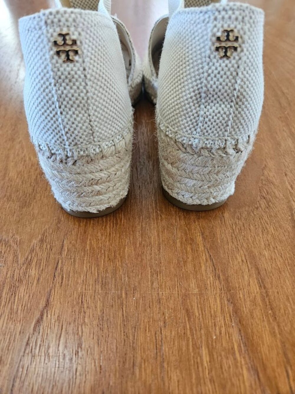 Tory Burch Catalina Espadrille Canvas Wedge Sandal Shoe Sand Natural Tan 8.5 - Picture 7 of 11
